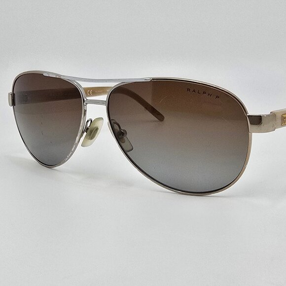 Ralph Lauren RA4004 101/T5 Horn Gold Frame Polarized Brown Aviator Sunglasses - Picture 1 of 15